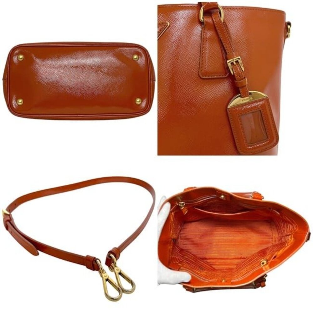 Prada 2 way Bag Orange Patent Leather 103 - Picture 3 of 10